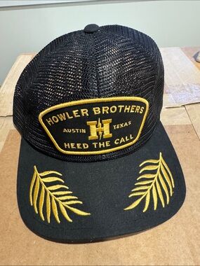 Howler Brothers Black Trucker Hat with Gold Embroidery
